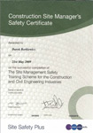 Construction Site Manager’s Safety Certificate